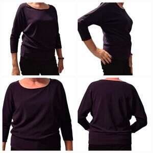 Boston Proper Knit Top, Stretchy Loose-fit Navy Blue size Large, Dolman Sleeves